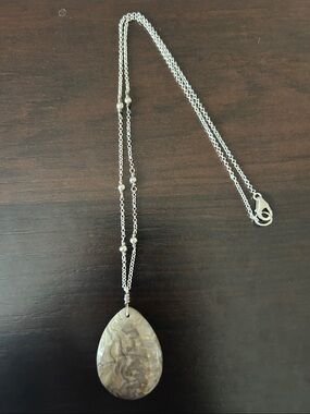 Crazy Lace Agate Necklace with Sterling Silver Chain